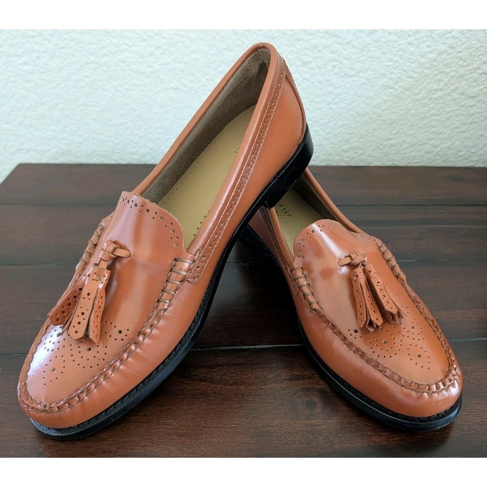 GH Bass Weejuns Womens 9M Estelle Tassel Loafers Cognac Leather NWOB